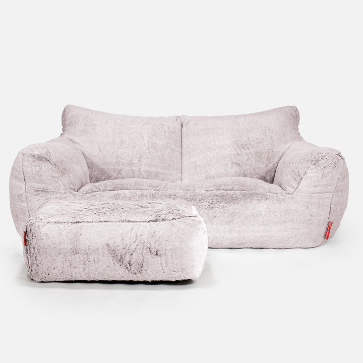 Josephine Sofa Bean Bag - Fluffy Faux Fur Rabbit Dusty Pink 02