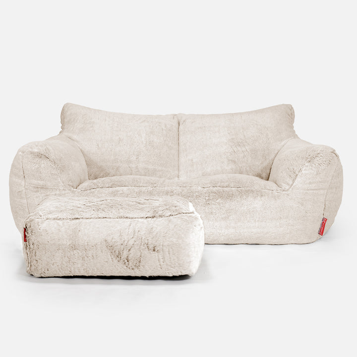 Josephine Sofa Bean Bag - Fluffy Faux Fur Rabbit White 02