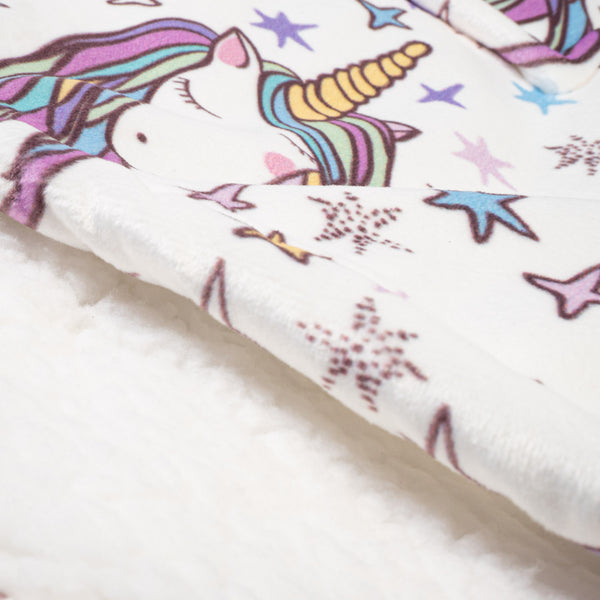 Kids Oversized Hoodie Blanket Sweatshirt - Minky Unicorn Fabric Close-up Image