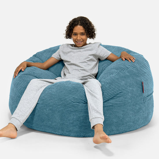 Ultra Comfy Kids' Super Sized Bean Bag 6-14 yr - Pom Pom Aegean Blue 01