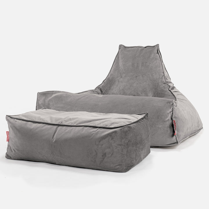 Lounger Beanbag - Velvet Silver 02