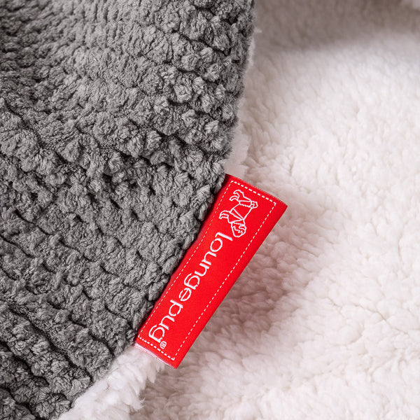Sherpa Throw / Blanket - Pom Pom Charcoal Grey Fabric Close-up Image