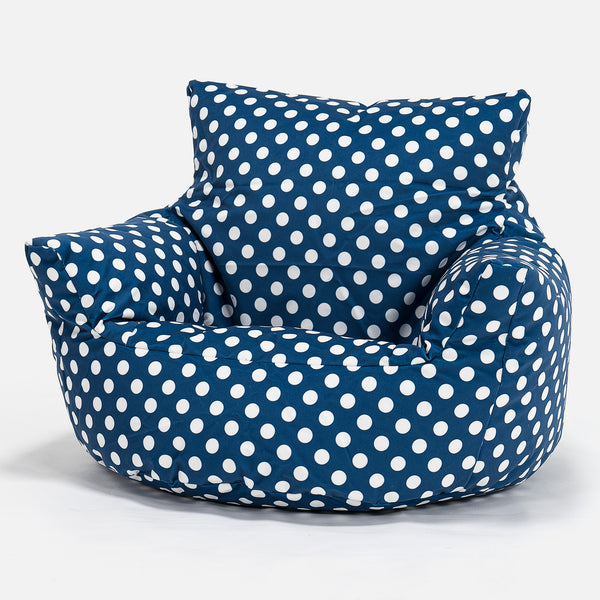 Kids Armchair Bean Bag for Toddlers 1-3 yr - Print Blue Spot Fabric Close-up Image