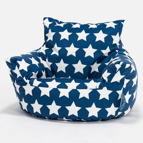 Kids Armchair Bean Bag for Toddlers 1-3 yr - Print Blue Star Fabric Close-up Image