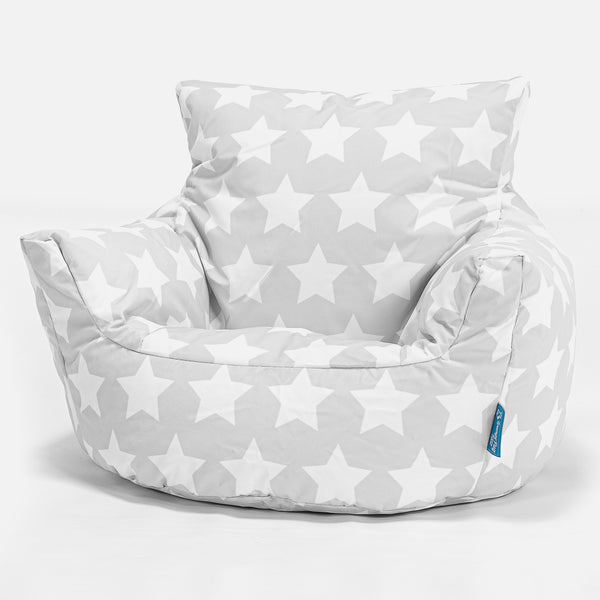 Kids Armchair Bean Bag for Toddlers 1-3 yr - Print Grey Star Fabric Close-up Image