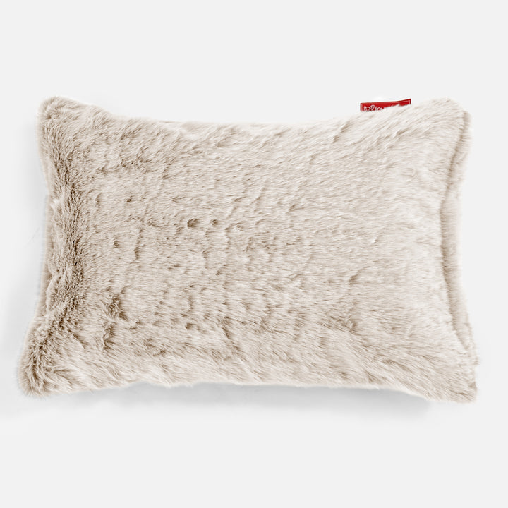 Rectangular Scatter Cushion 35 x 50cm - Faux Rabbit Fur White 01