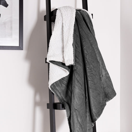 Sherpa Throw / Blanket - Fleece Grey 05