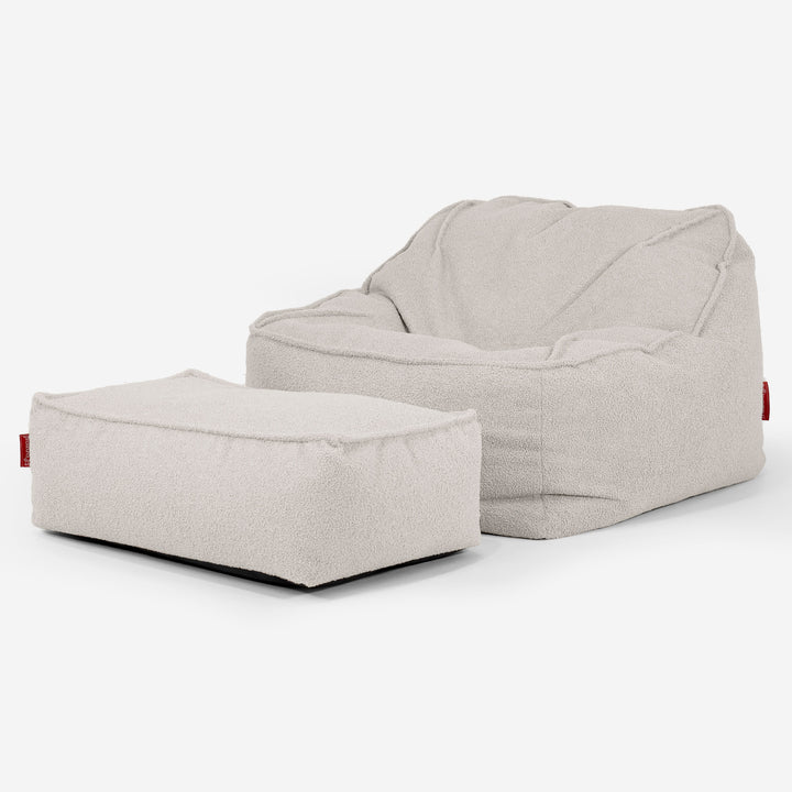 Sloucher Bean Bag Chair - Boucle Ivory 02