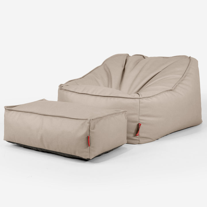 Sloucher Bean Bag Chair - Vegan Leather Ivory 02