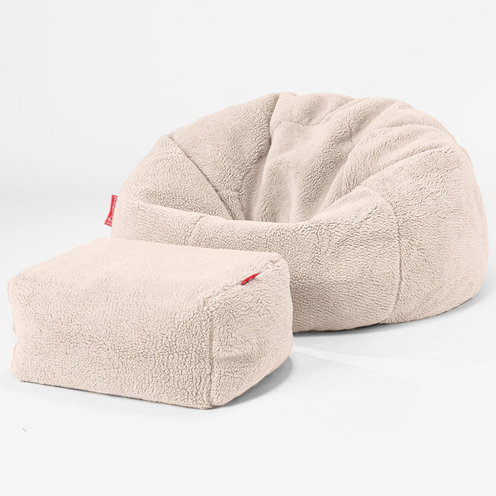 Classic Bean Bag Chair - Teddy Faux Fur Cream 02