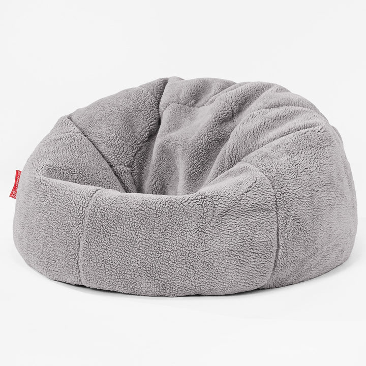 Classic Bean Bag Chair - Teddy Faux Fur Medium Grey 01