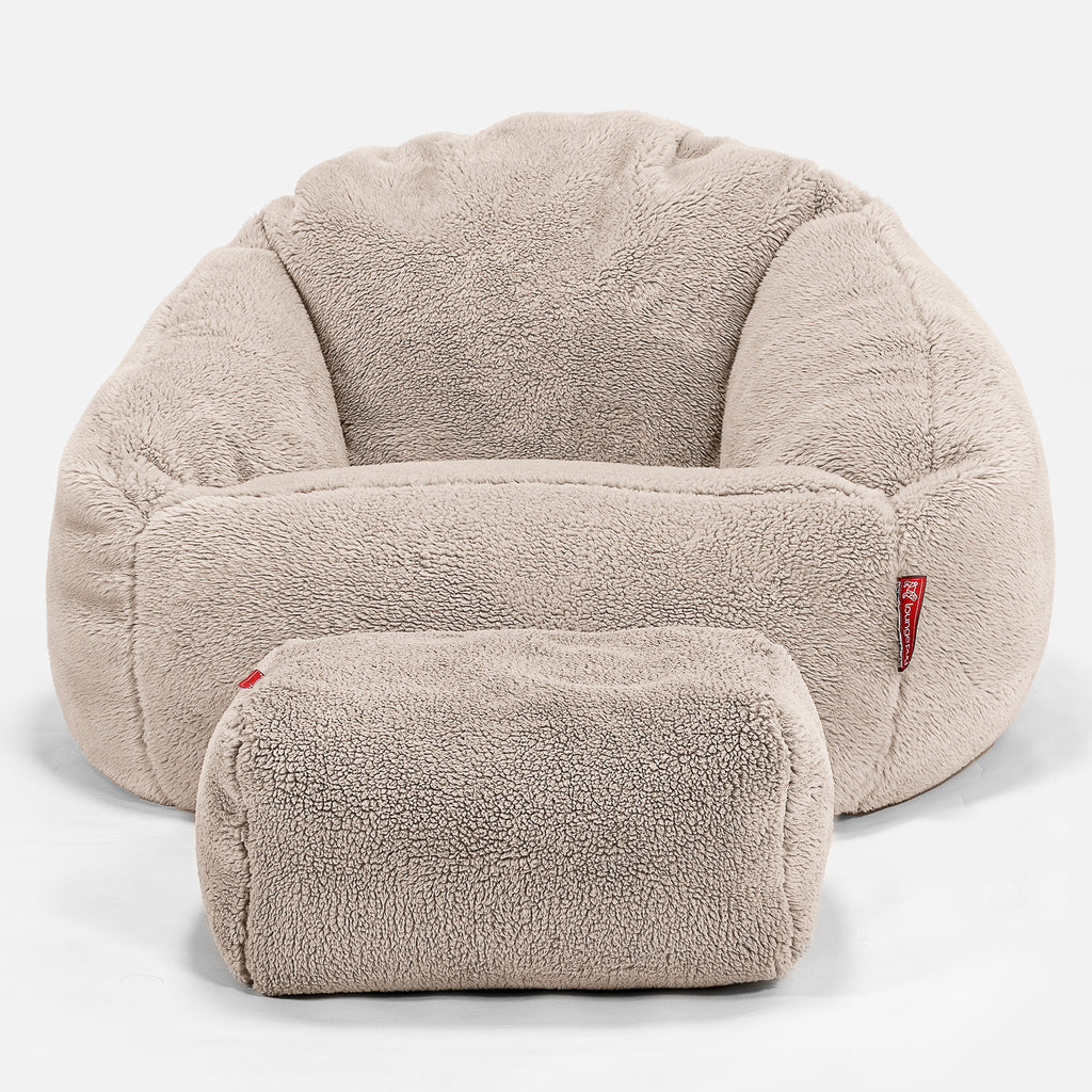 Lounge Pug Teddy Fur Bubble Armchair Bean Bag Beanbag Chair Mink– Big  Bertha Original UK