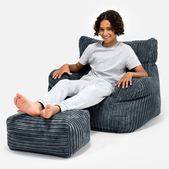 Teens Bean Bag Armchair 6-14 yr - Cord Steel Grey 01