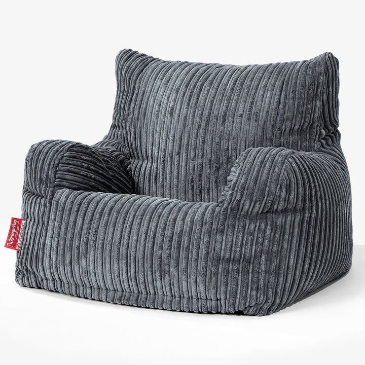 Teens Bean Bag Armchair 6-14 yr - Cord Steel Grey 02