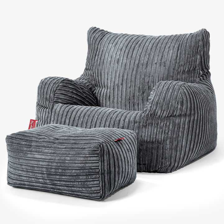 Teens Bean Bag Armchair 6-14 yr - Cord Steel Grey 03