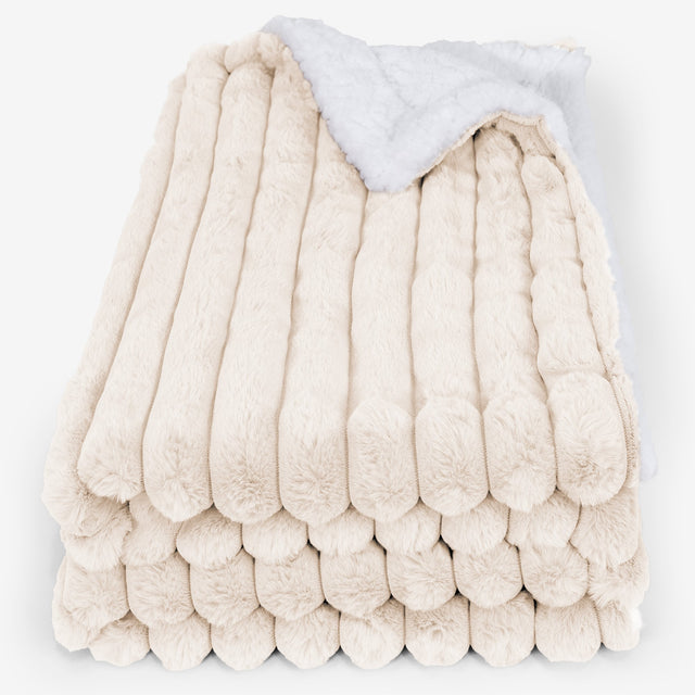 Sherpa Throw / Blanket - Ultra Plush Cord Cream 01