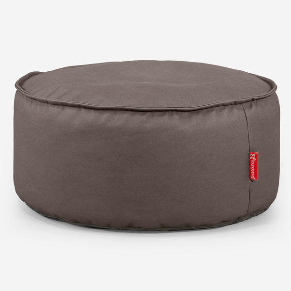 Large Round Pouffe - Vegan Leather Chocolate 01