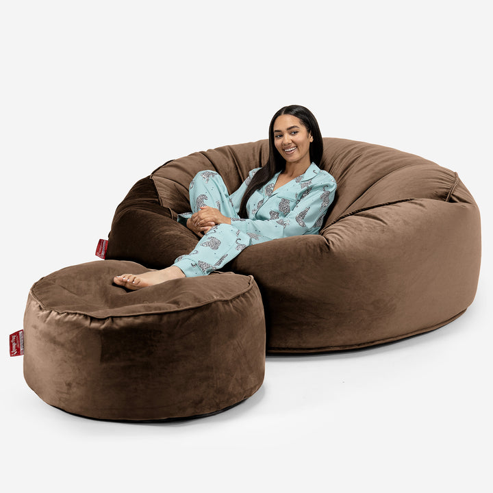 Mega Mammoth Bean Bag Sofa - Velvet Espresso 02