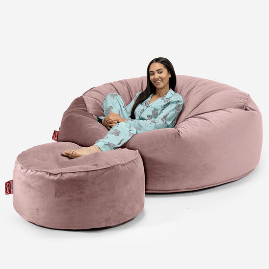 Mega Mammoth Bean Bag Sofa - Velvet Rose Pink 02