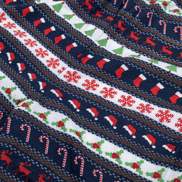 Men's Christmas Fairisle Printed Jersey Pyjamas Fabric Close-up Image