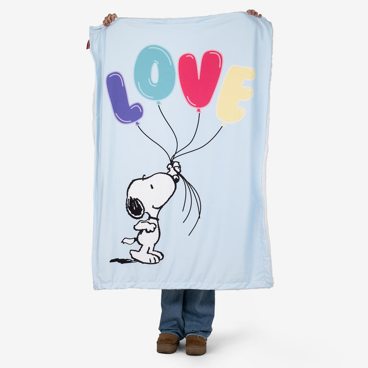 Peanuts Snoopy Love Slogan Blue Fleece Throw Blanket 100 X 140 cm Big Bertha Original UK