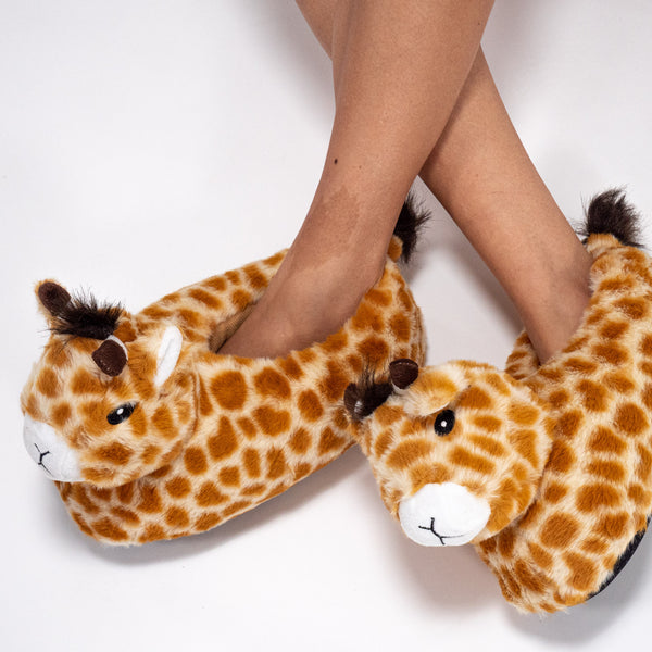 Women's Giraffe Slippers Fabric Close-up Image