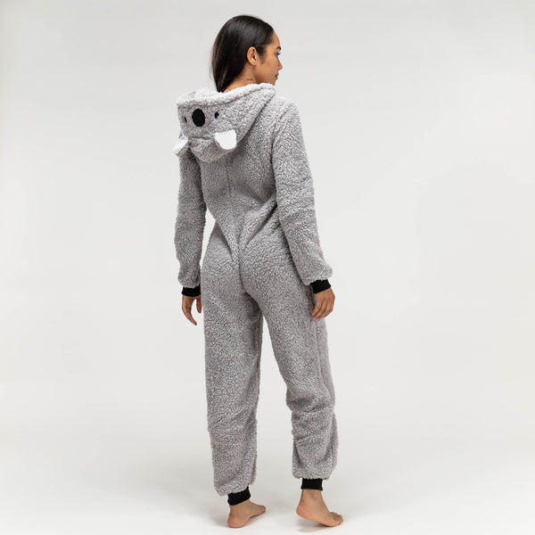 Women's Koala Bear Animal Fleece Onesie Fabric Close-up Image